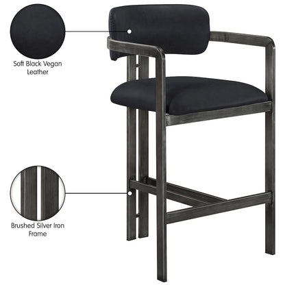 Aurum Black Vegan Leather Upholstered Counter Stool