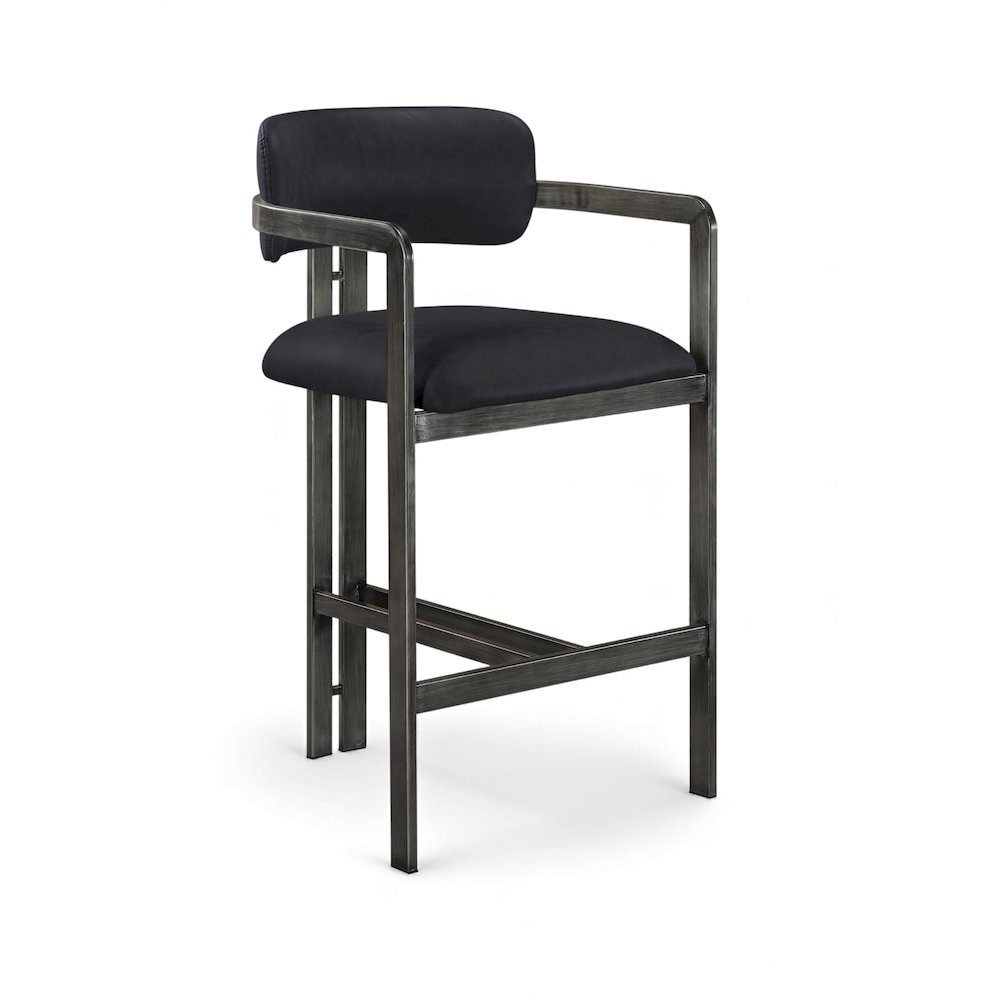 Aurum Black Vegan Leather Upholstered Counter Stool