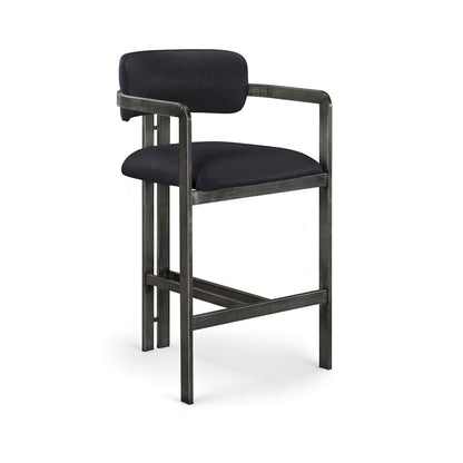 Aurum Black Vegan Leather Upholstered Counter Stool