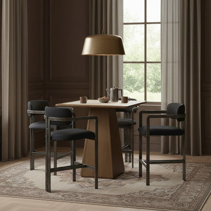 Aurum Black Vegan Leather Upholstered Counter Stool