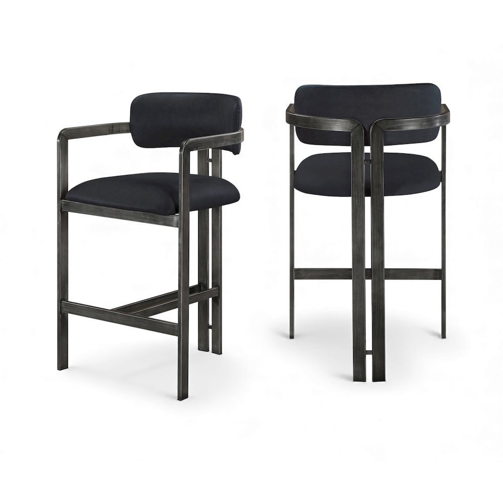 Aurum Black Vegan Leather Upholstered Counter Stool