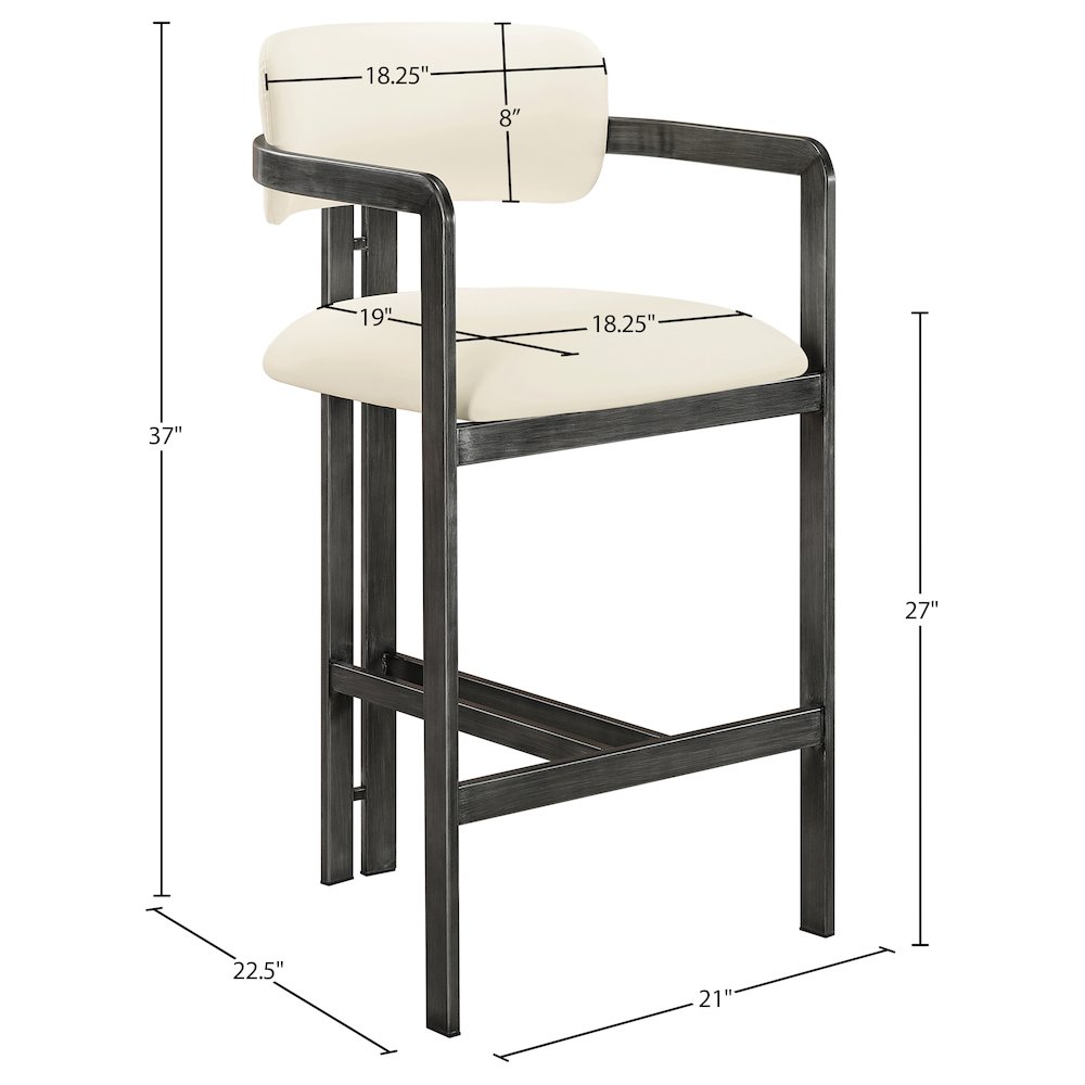 Aurum Cream Vegan Leather Upholstered Counter Stool