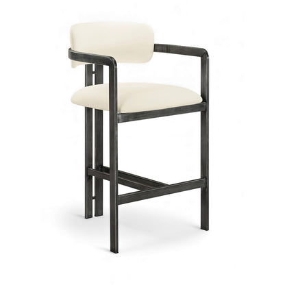 Aurum Cream Vegan Leather Upholstered Counter Stool
