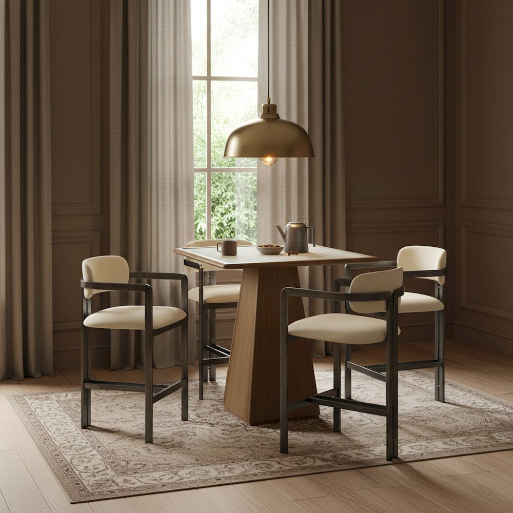 Aurum Cream Vegan Leather Upholstered Counter Stool