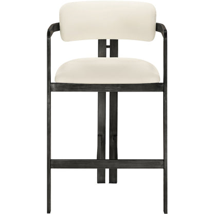 Aurum Cream Vegan Leather Upholstered Counter Stool