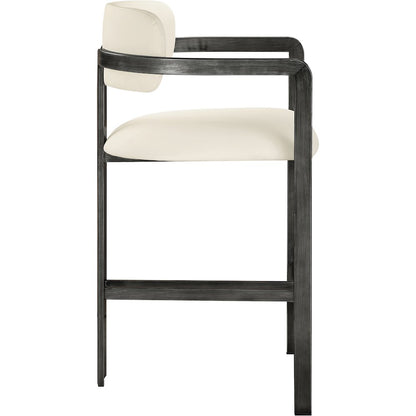 Aurum Cream Vegan Leather Upholstered Counter Stool