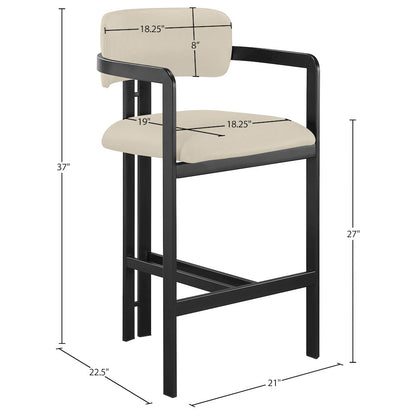 Aurum Beige Vegan Leather Upholstered Counter Stool
