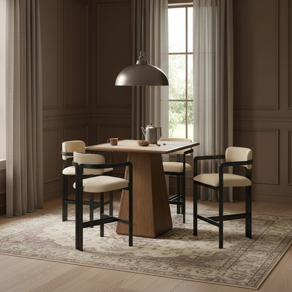 Aurum Beige Vegan Leather Upholstered Counter Stool