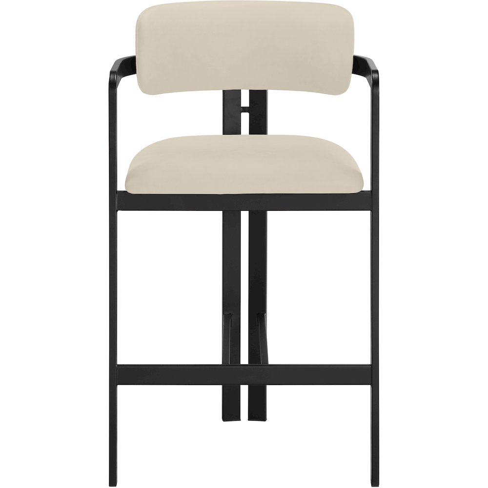 Aurum Beige Vegan Leather Upholstered Counter Stool