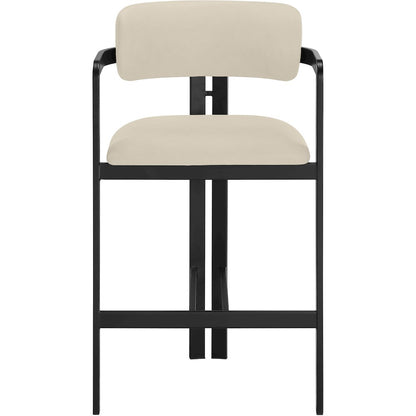Aurum Beige Vegan Leather Upholstered Counter Stool