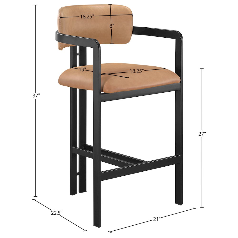 Aurum Cognac Vegan Leather Upholstered Counter Stool