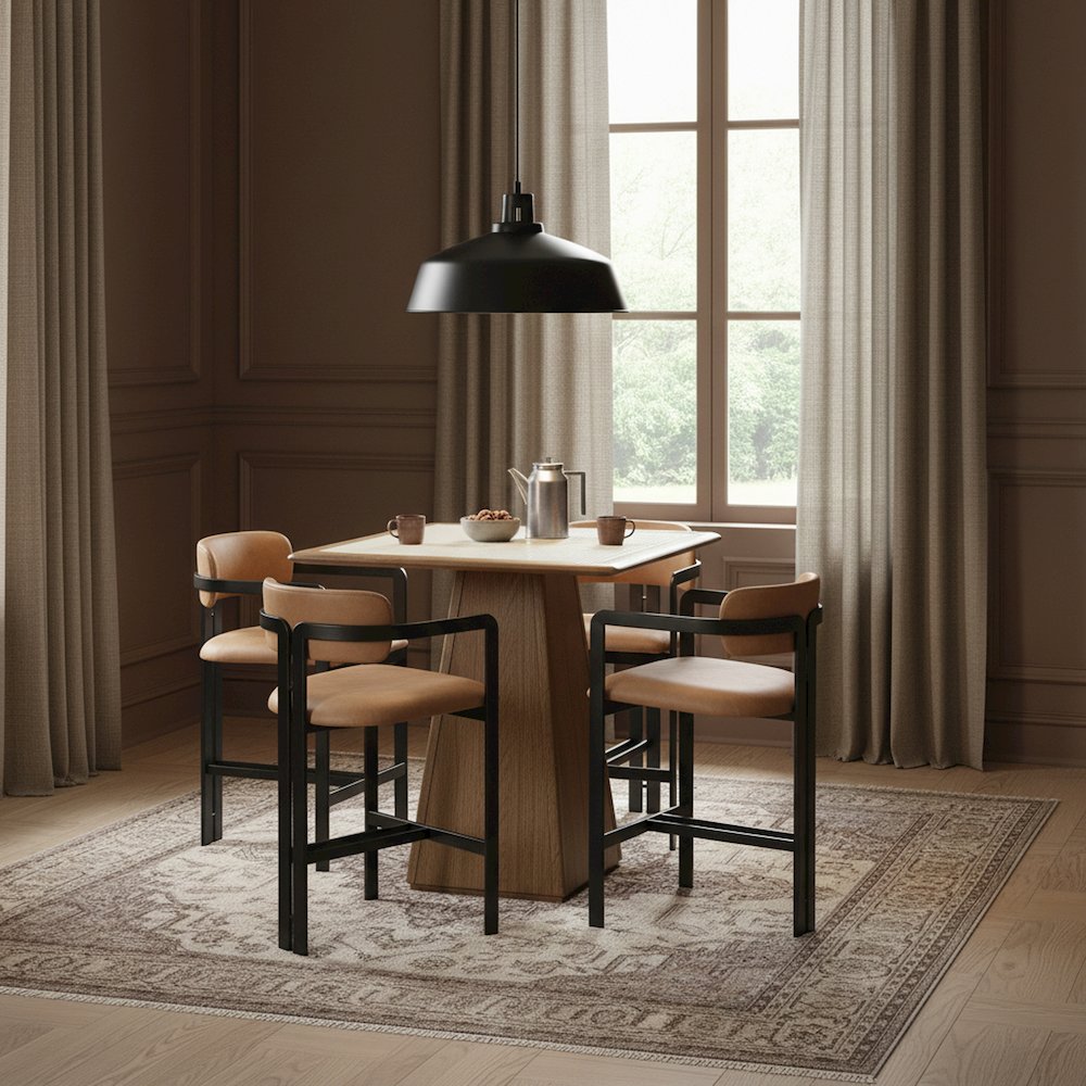 Aurum Cognac Vegan Leather Upholstered Counter Stool