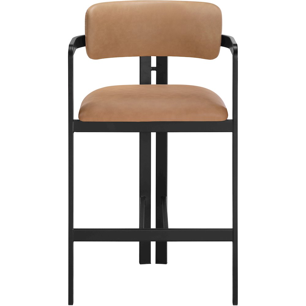 Aurum Cognac Vegan Leather Upholstered Counter Stool