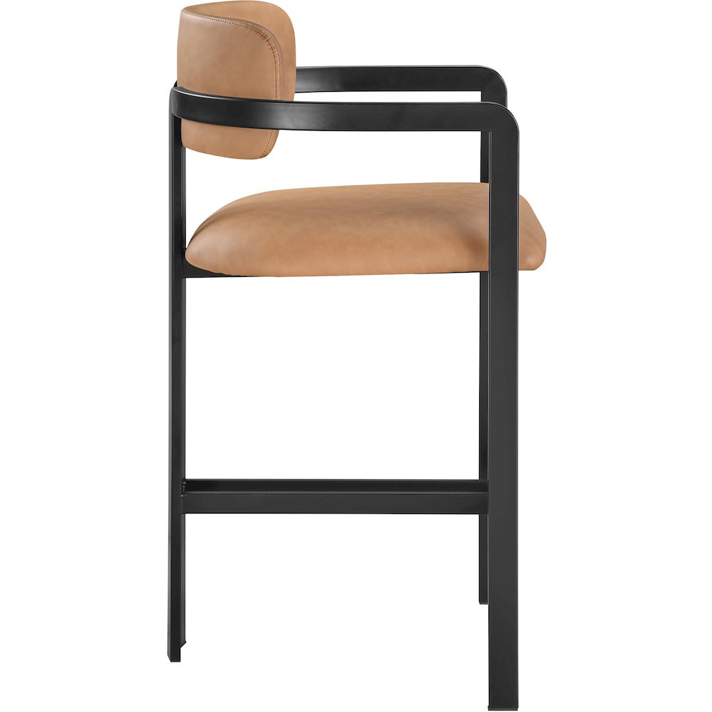 Aurum Cognac Vegan Leather Upholstered Counter Stool