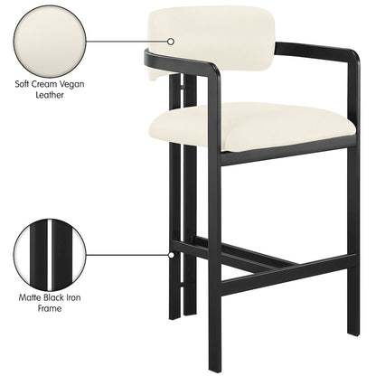 Aurum Cream Vegan Leather Upholstered Counter Stool