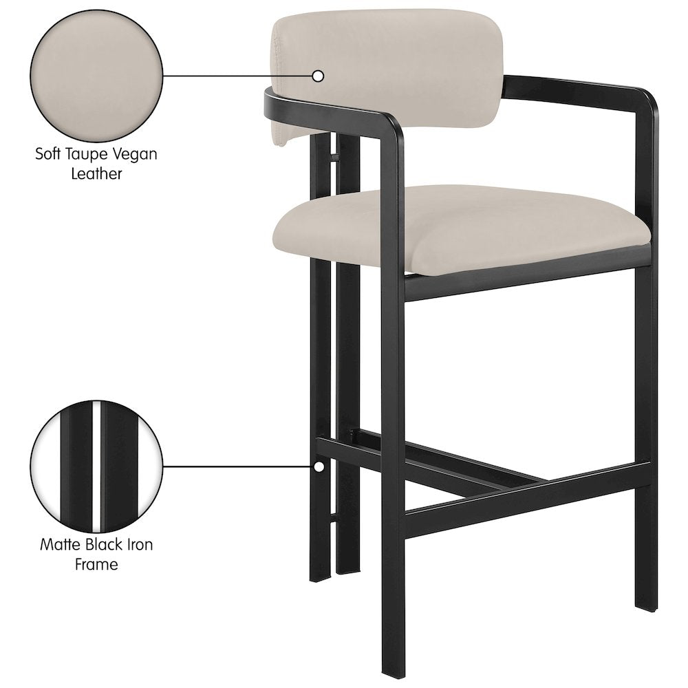 Aurum Taupe Vegan Leather Upholstered Counter Stool