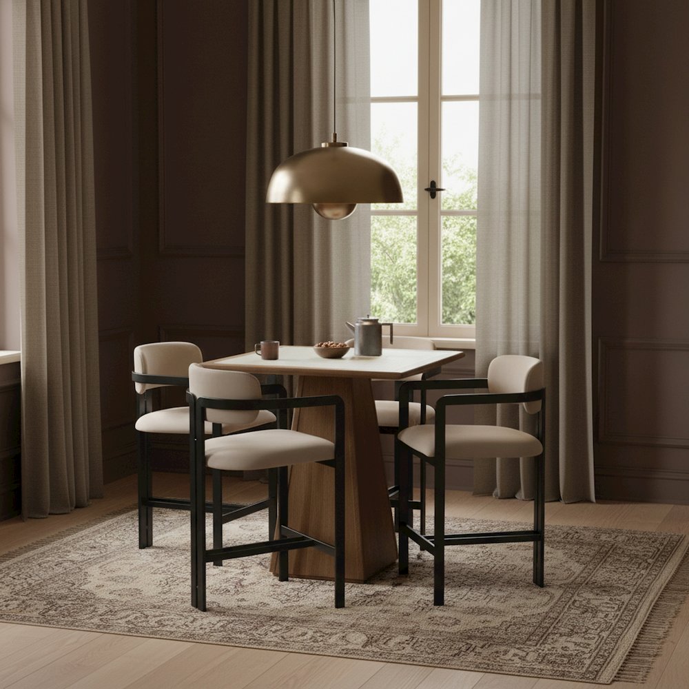 Aurum Taupe Vegan Leather Upholstered Counter Stool
