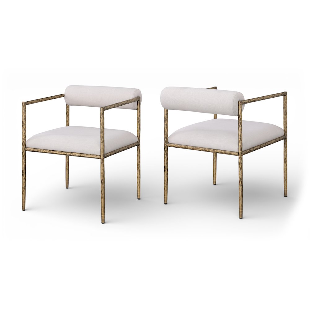 Axis Beige Linen Textured Fabric Upholstered Dining Chair, Set of 2