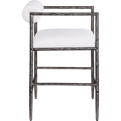 Axis Cream Linen Textured Fabric Upholstered Counter Stool, Set of 2