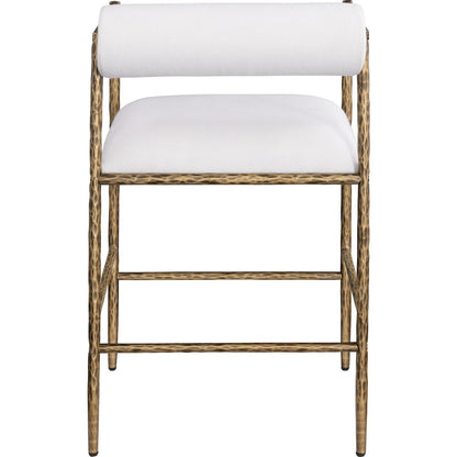 Axis Cream Linen Textured Fabric Upholstered Counter Stool, Set of 2