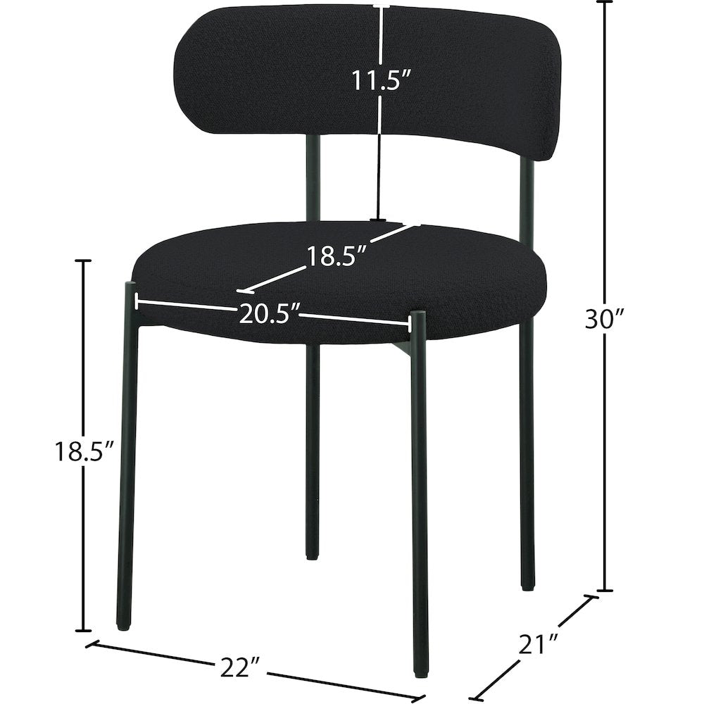 Beacon Black Boucle Fabric Dining Chair, Set of 2
