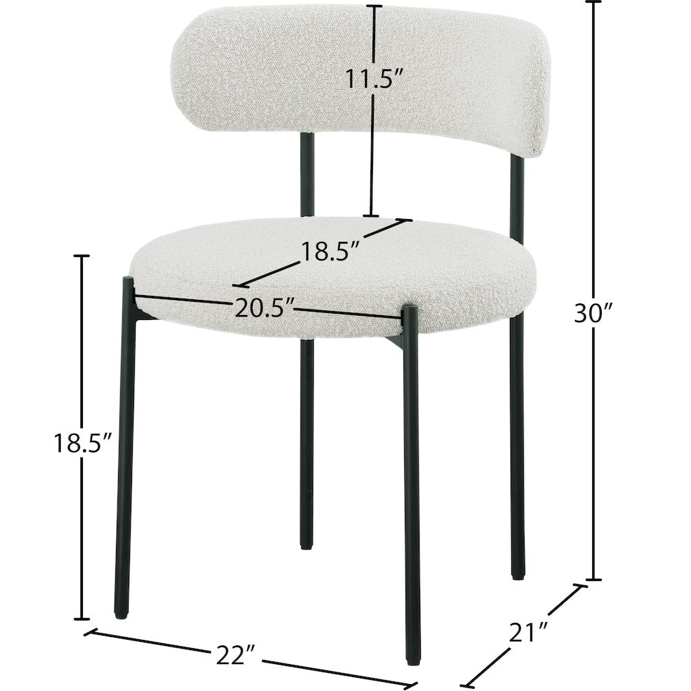 Beacon Cream Boucle Fabric Dining Chair, Set of 2