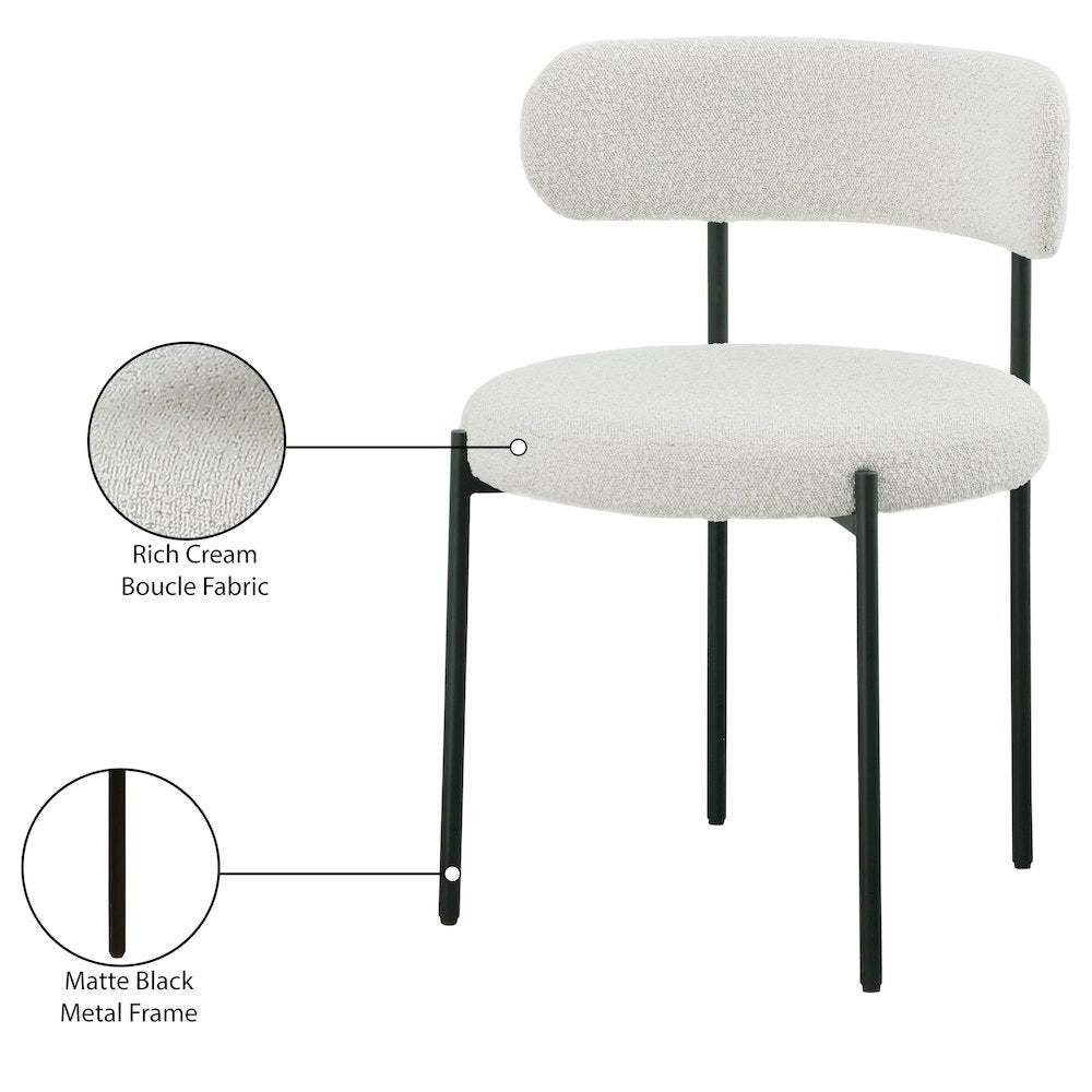 Beacon Cream Boucle Fabric Dining Chair, Set of 2