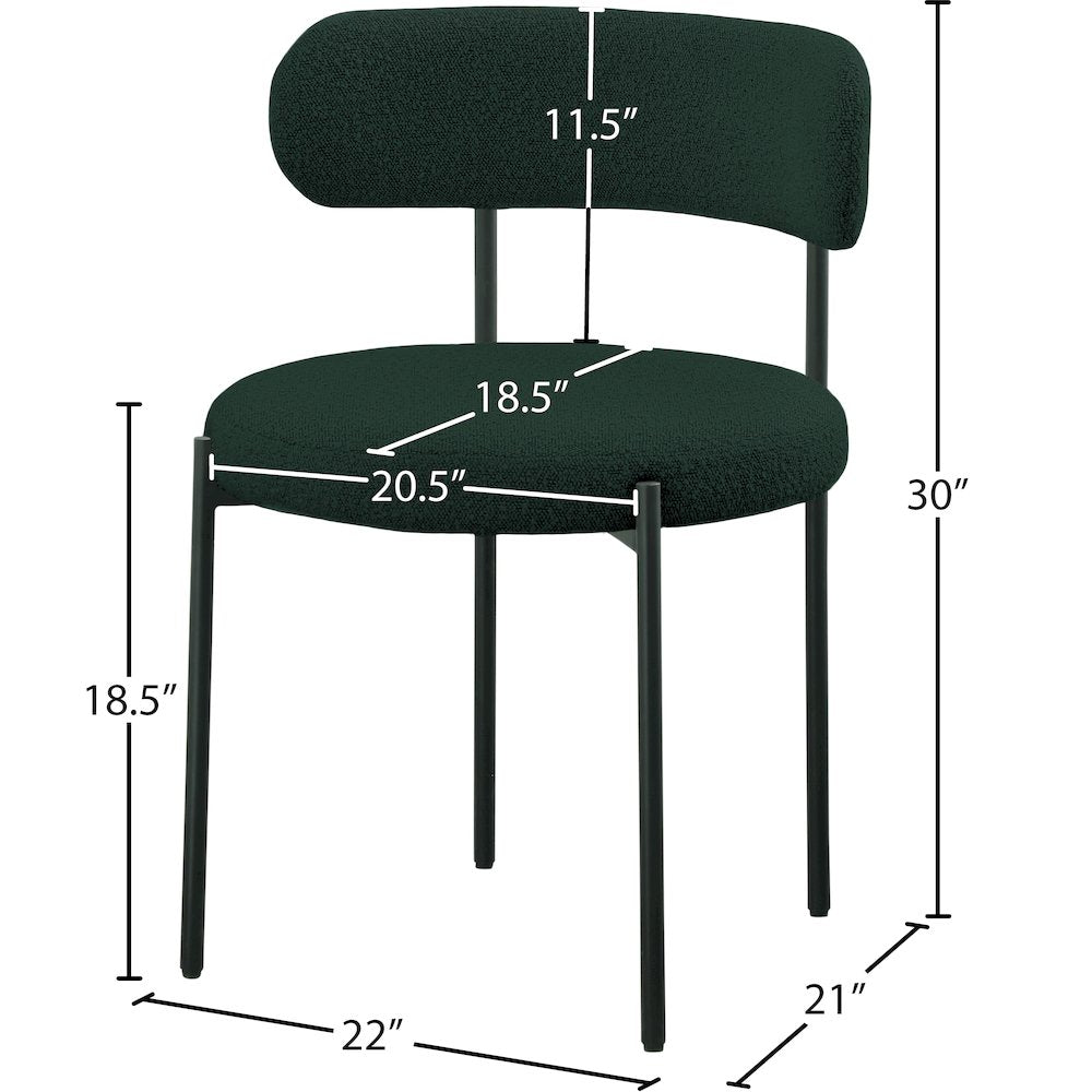 Beacon Green Boucle Fabric Dining Chair, Set of 2