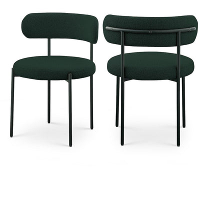Beacon Green Boucle Fabric Dining Chair, Set of 2