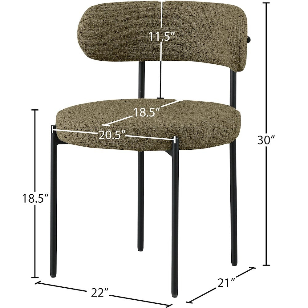 Beacon Olive Green Boucle Fabric Dining Chair, Set of 2