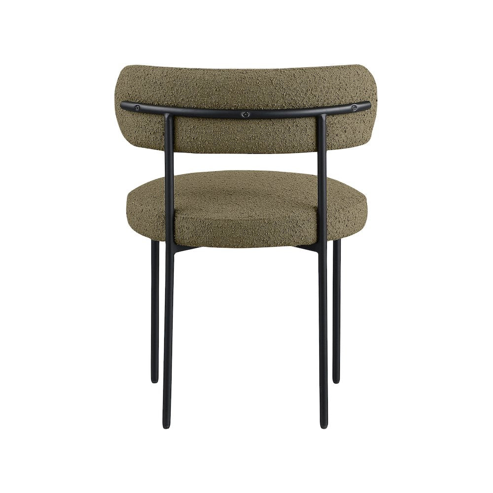 Beacon Olive Green Boucle Fabric Dining Chair, Set of 2