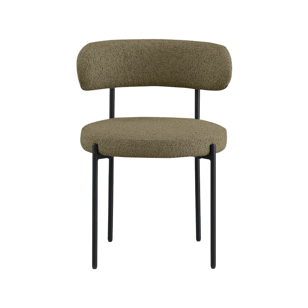 Beacon Olive Green Boucle Fabric Dining Chair, Set of 2