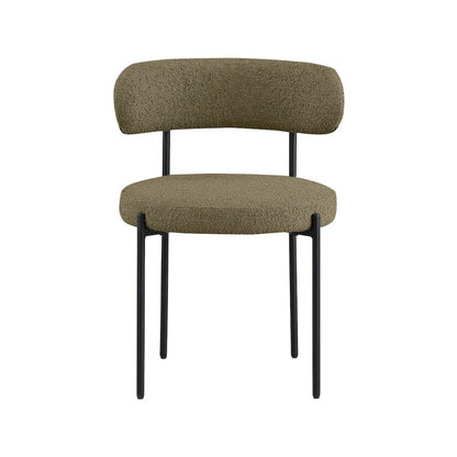 Beacon Olive Green Boucle Fabric Dining Chair, Set of 2