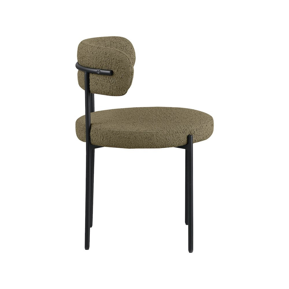 Beacon Olive Green Boucle Fabric Dining Chair, Set of 2
