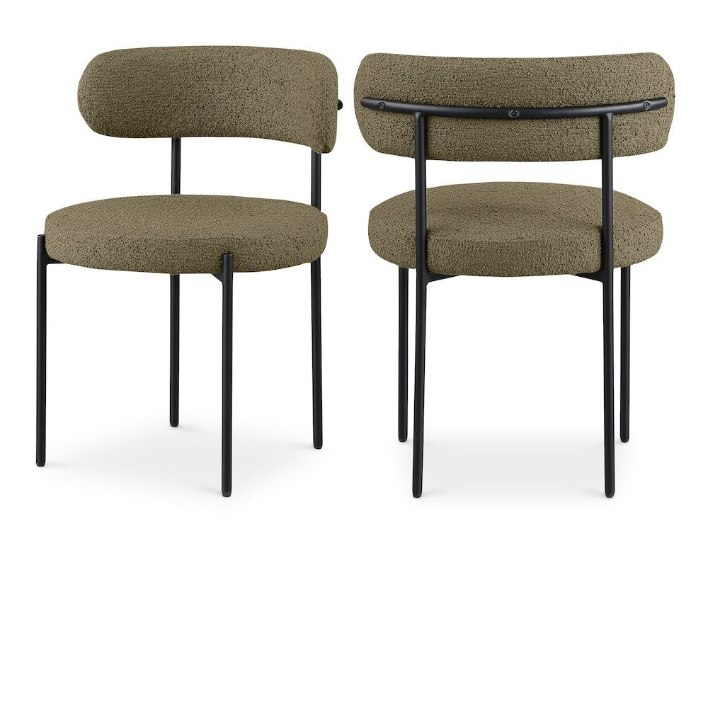 Beacon Olive Green Boucle Fabric Dining Chair, Set of 2