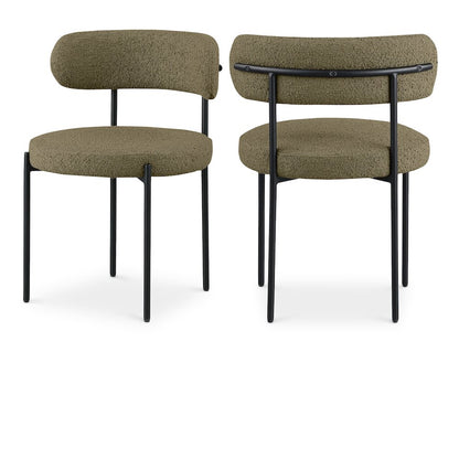 Beacon Olive Green Boucle Fabric Dining Chair, Set of 2