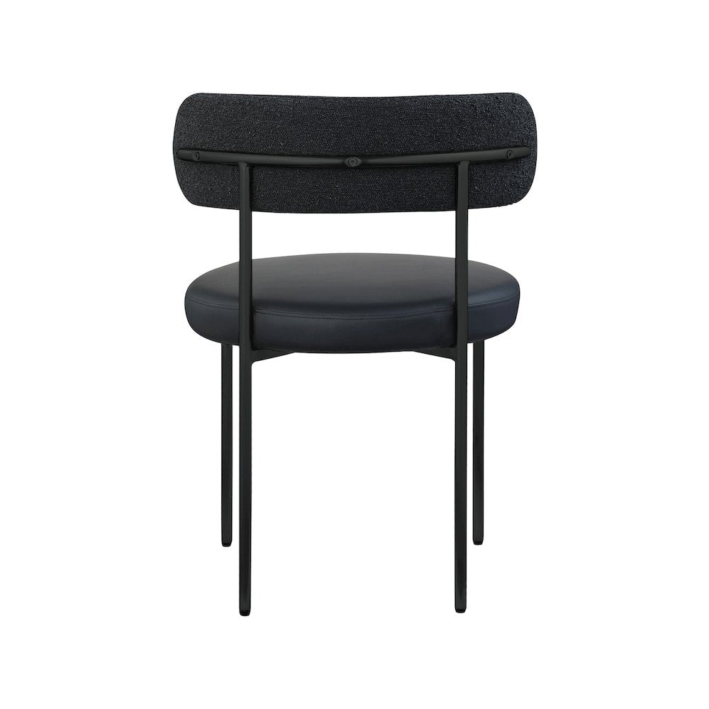Beacon Black Vegan Leather and Boucle Fabric Dining Chair, Set of 2
