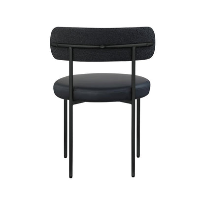 Beacon Black Vegan Leather and Boucle Fabric Dining Chair, Set of 2