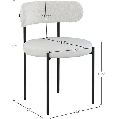 Beacon Cream Vegan Leather and Boucle Fabric Dining Chair, Set of 2