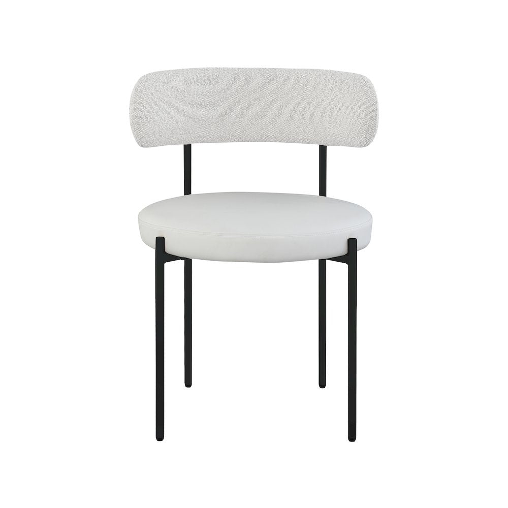 Beacon Cream Vegan Leather and Boucle Fabric Dining Chair, Set of 2