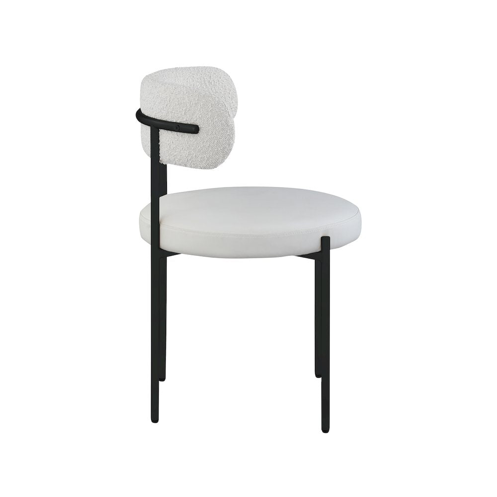 Beacon Cream Vegan Leather and Boucle Fabric Dining Chair, Set of 2