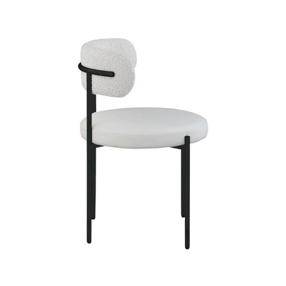 Beacon Cream Vegan Leather and Boucle Fabric Dining Chair, Set of 2