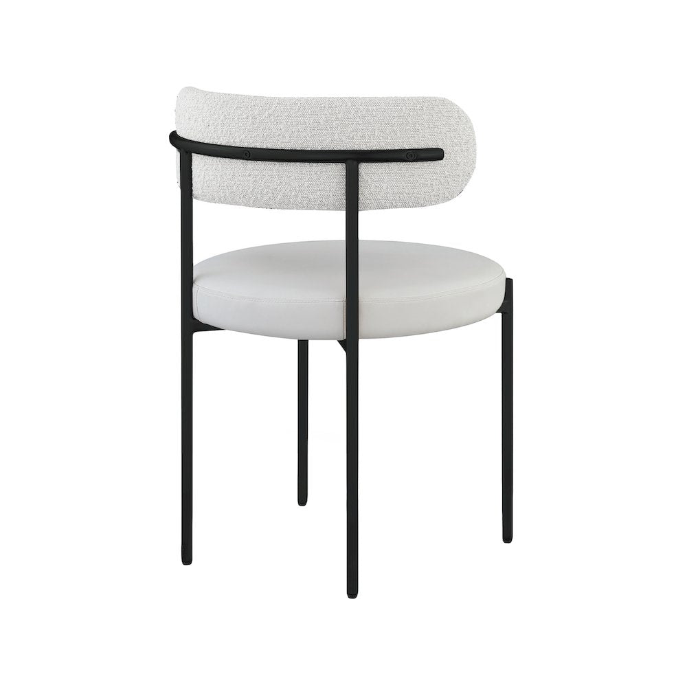 Beacon Cream Vegan Leather and Boucle Fabric Dining Chair, Set of 2