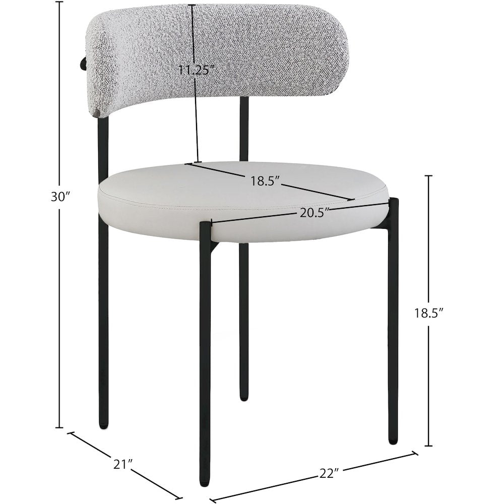 Beacon Taupe Vegan Leather and Boucle Fabric Dining Chair, Set of 2