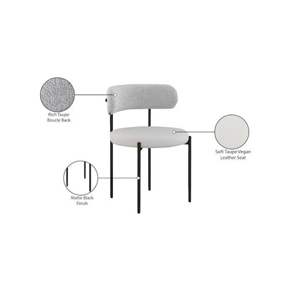 Beacon Taupe Vegan Leather and Boucle Fabric Dining Chair, Set of 2