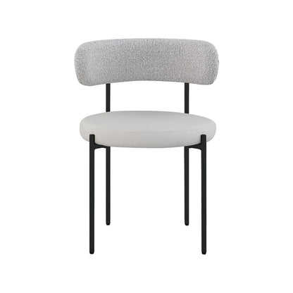 Beacon Taupe Vegan Leather and Boucle Fabric Dining Chair, Set of 2