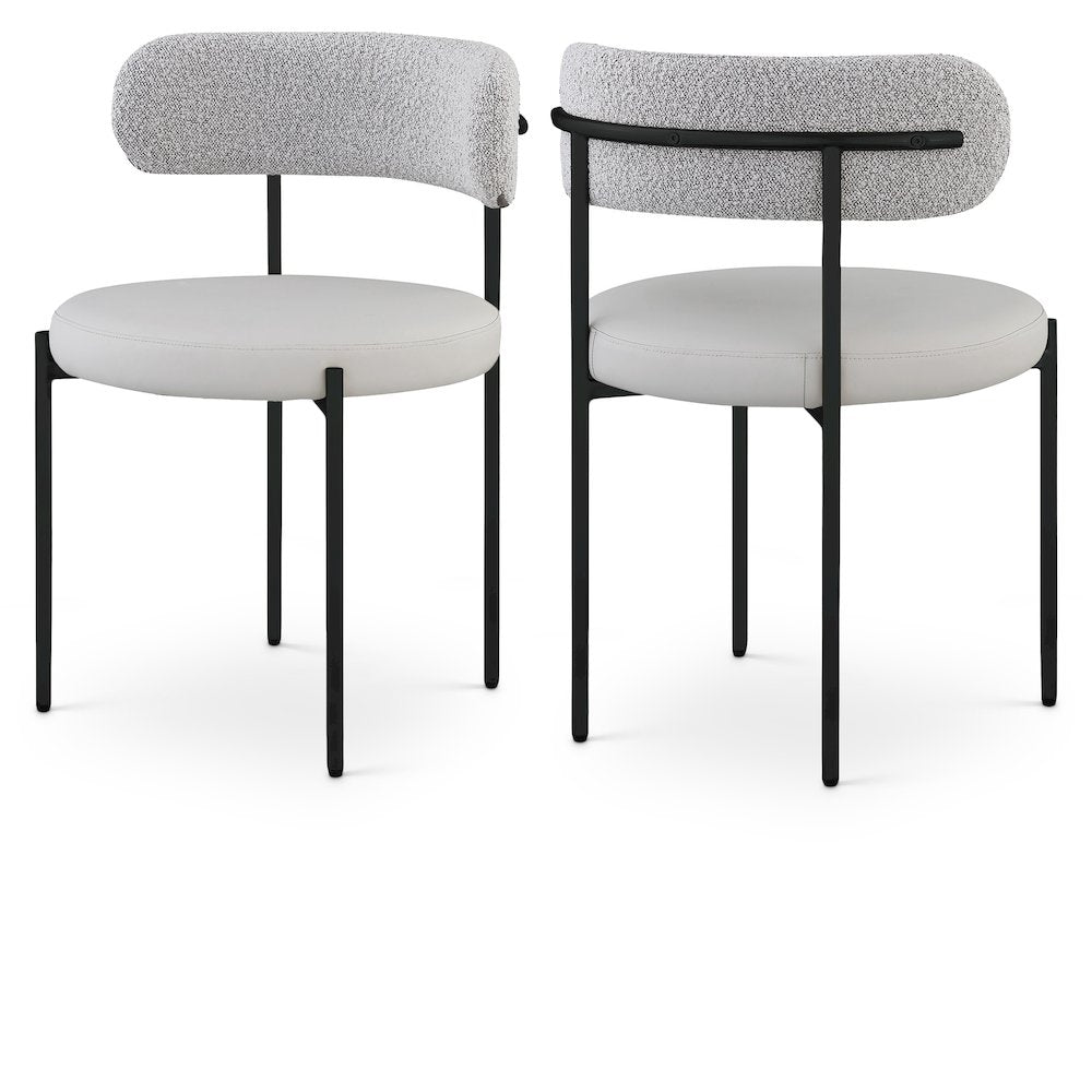 Beacon Taupe Vegan Leather and Boucle Fabric Dining Chair, Set of 2