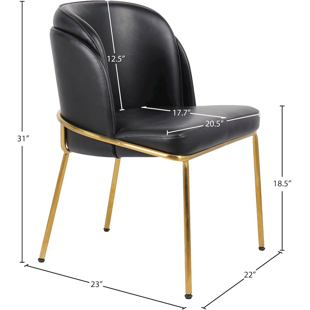 Jagger Black Vegan Leather Dining Chair, Set of 2