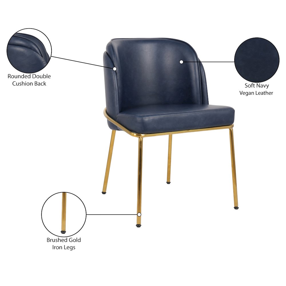 Jagger Navy Vegan Leather Dining Chair, Set of 2