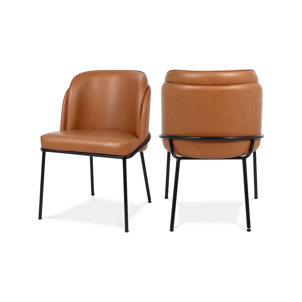 Jagger Cognac Vegan Leather Dining Chair, Set of 2